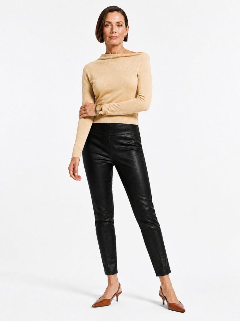 Eileen Fisher Coated Denim Leggings Black Size XXS Minimalist Skinny Pants